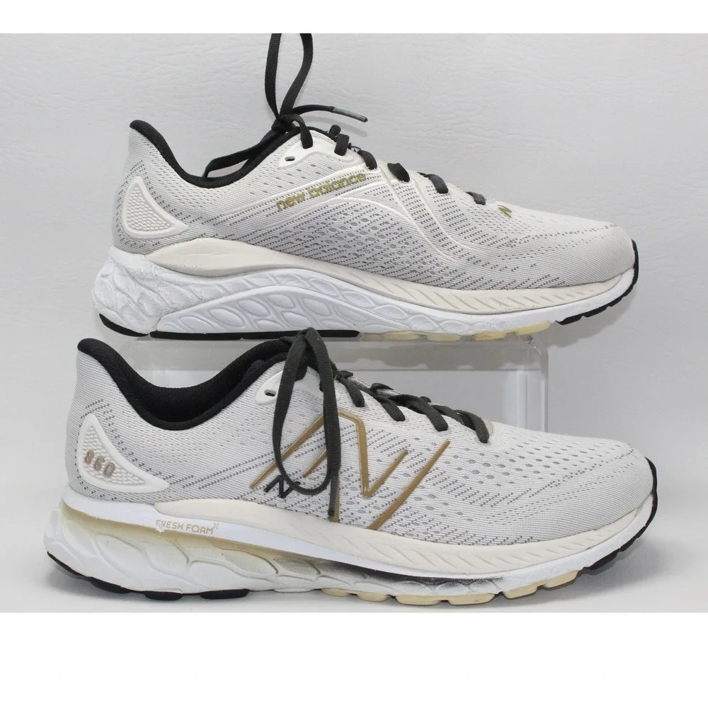 New Balance Fresh Foam X 860 v12 White Gold Running Shoes Womens 9.5 Mens 8